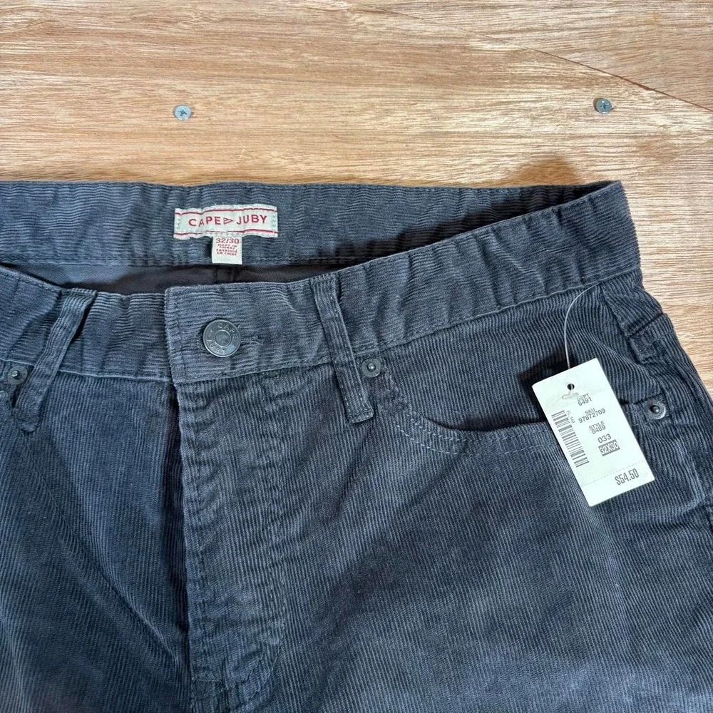 Cape Juby Mens Corduroy Pants Gray Straight Leg 5-Pocket 32x30 NWT